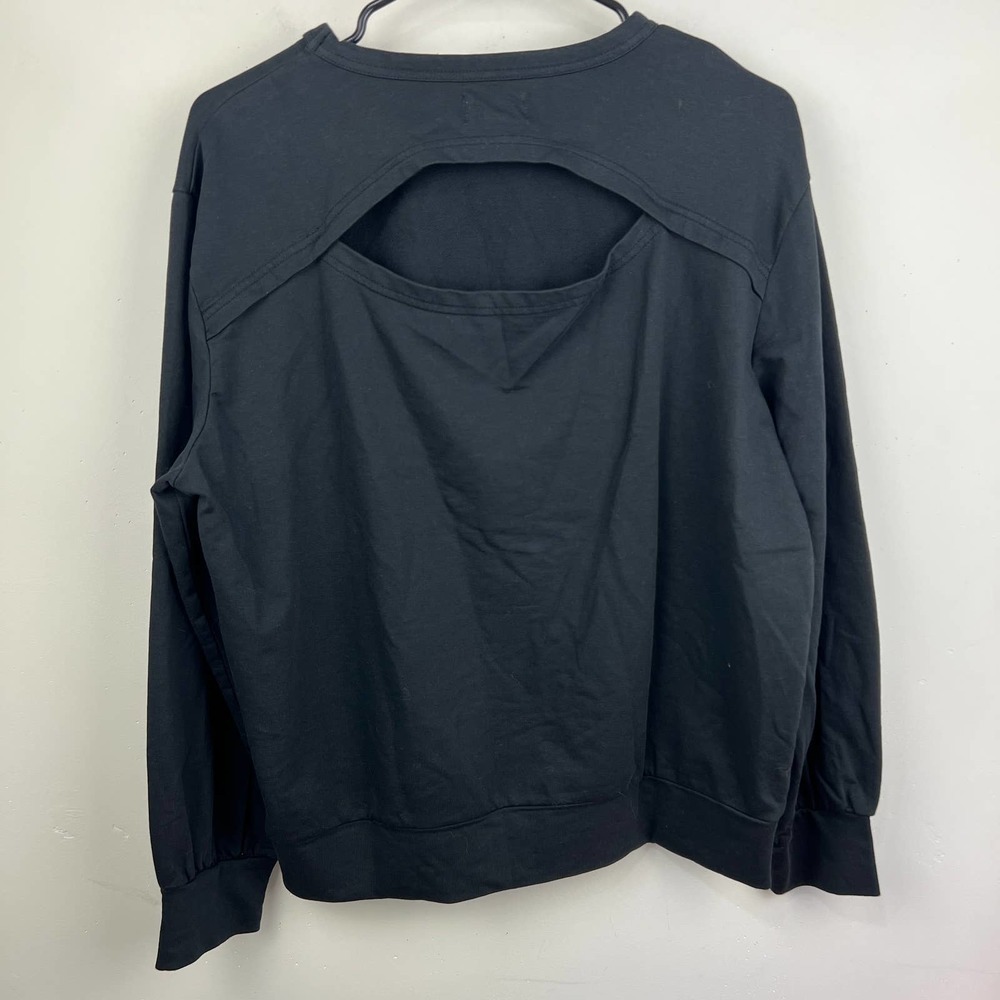 Pact Peek A Boo Crew Sweatshirt Black Open Back Womens Size: M - Picture 6 of 9